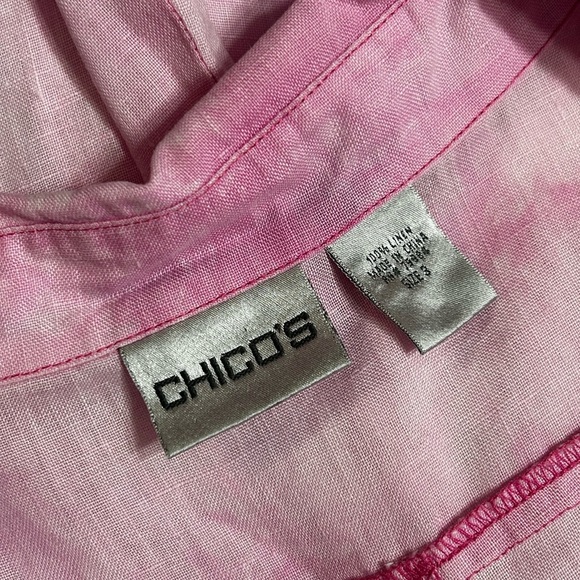 Chicos 100% Linen Tie Dye Sleeveless Button Up Shirt - Picture 4 of 6